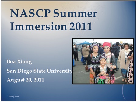 Image: NASCP summer immersion2011 Boa Xiong SDSU August 20 2011