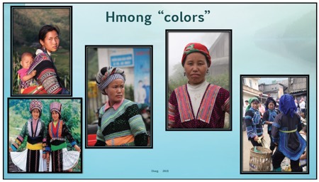 Photo collage: Various tribes people wearing Hmong colors