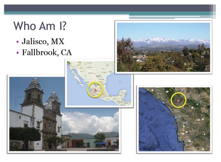 Images and maps of Jalisco Mexico and Fallbrook California