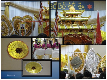 Photos of traditional golden Hmong wedding items