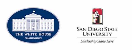 Images of White House logo and SDSU logo