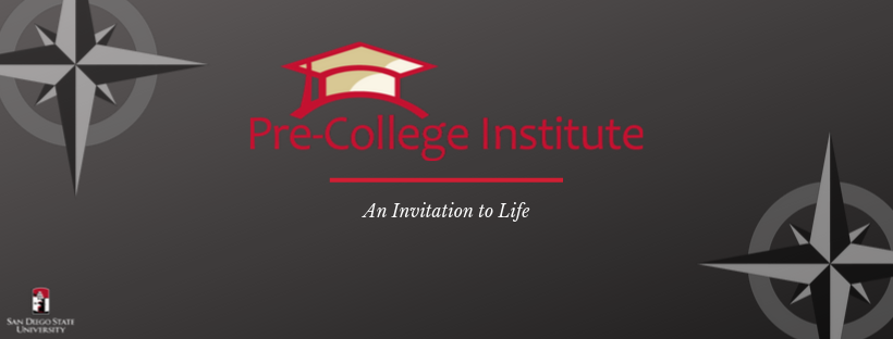 The Pre-College Institute Banner has a black background, includes the PCI logo and "An Invitation to Life" in italic font