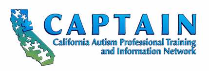 Image: CAPTAIN logo with words California Autism Professional Training and Information Network