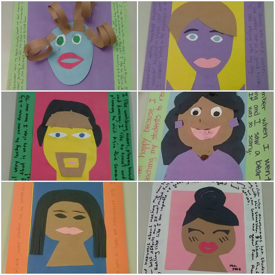 construction paper project: student selfies
