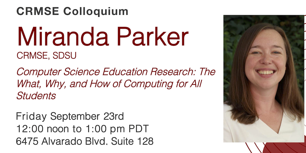 Miranda Parker gave a talk on computer science education research on September 23. 